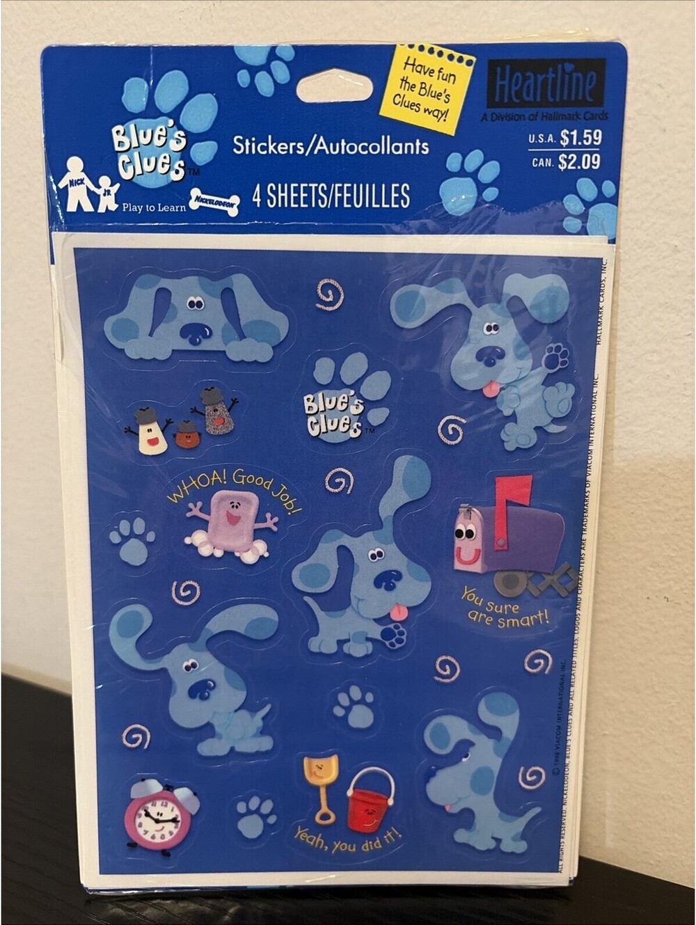 VTG 1998 Blue’s Clues Sticker 2 Sheets Scrapbooking Unused